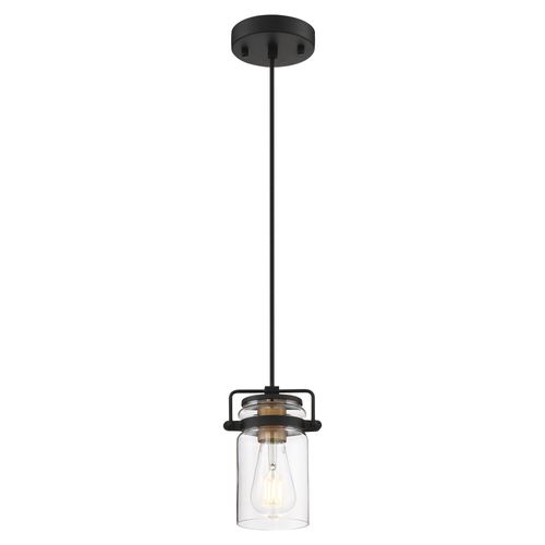 Main product image of Antebellum 1 Light Mini Pendant Fixture Black and Aged Gold Finish w/ Clear Glass