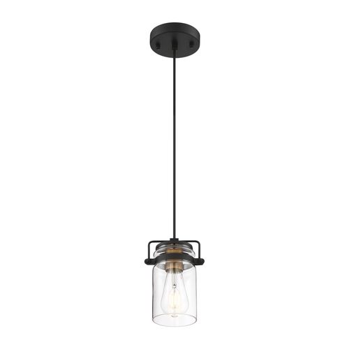 Main product image of Antebellum 1 Light Mini Pendant Fixture Black and Aged Gold Finish w/ Clear Glass