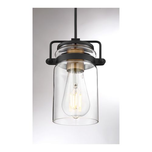 Main product image of Antebellum 1 Light Mini Pendant Fixture Black and Aged Gold Finish w/ Clear Glass