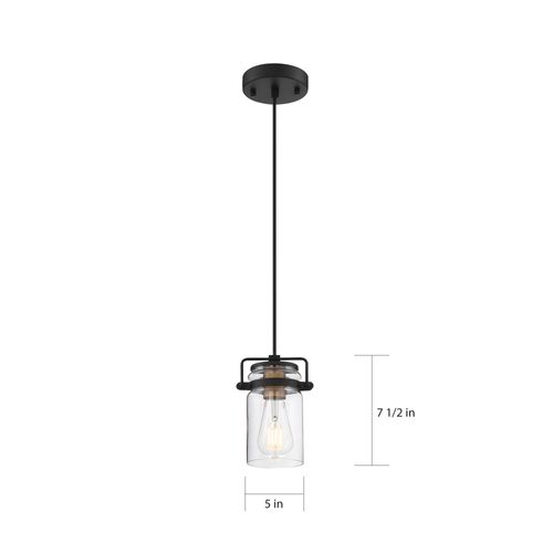 Main product image of Antebellum 1 Light Mini Pendant Fixture Black and Aged Gold Finish w/ Clear Glass