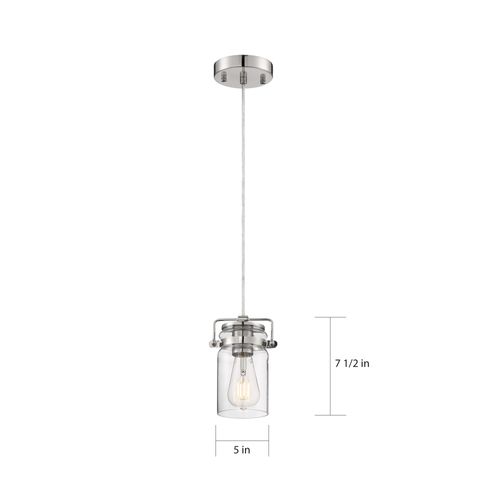 Main product image of Antebellum 1 Light Mini Pendant Fixture Polished Nickel w/ Clear Glass
