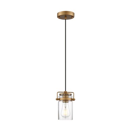 Main product image of Antebellum 1 Light Mini Pendant Fixture Vintage Brass Finish w/ Clear Glass