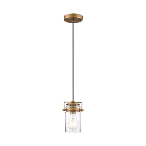 Main product image of Antebellum 1 Light Mini Pendant Fixture Vintage Brass Finish w/ Clear Glass