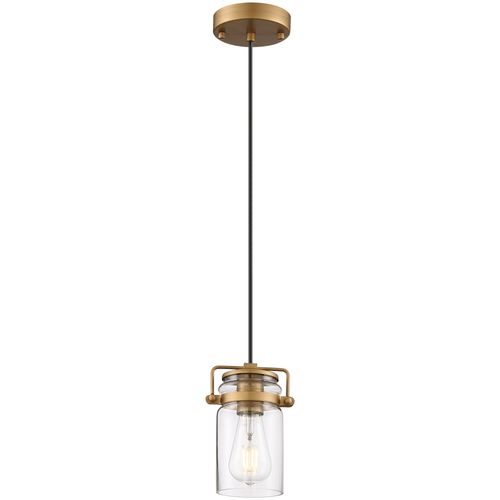 Main product image of Antebellum 1 Light Mini Pendant Fixture Vintage Brass Finish w/ Clear Glass