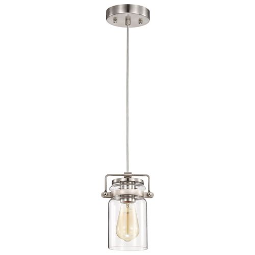 Main product image of Antebellum 1 Light Mini Pendant Fixture Brushed Nickel Finish w/ Clear Glass