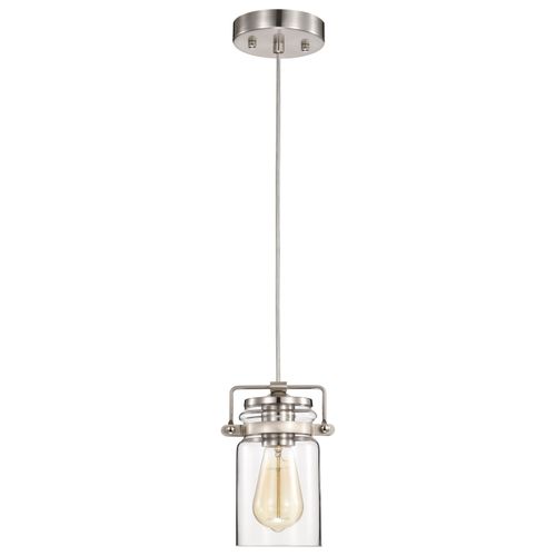 Main product image of Antebellum 1 Light Mini Pendant Fixture Brushed Nickel Finish w/ Clear Glass