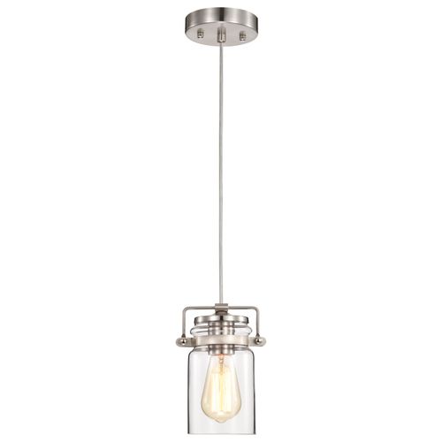 Main product image of Antebellum 1 Light Mini Pendant Fixture Brushed Nickel Finish w/ Clear Glass