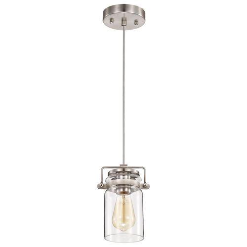 Main product image of Antebellum 1 Light Mini Pendant Fixture Brushed Nickel Finish w/ Clear Glass