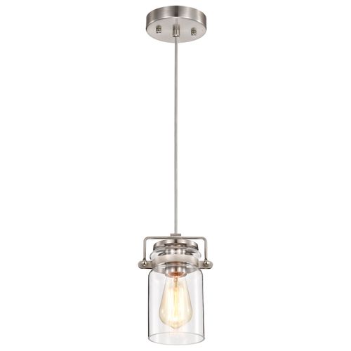 Main product image of Antebellum 1 Light Mini Pendant Fixture Brushed Nickel Finish w/ Clear Glass
