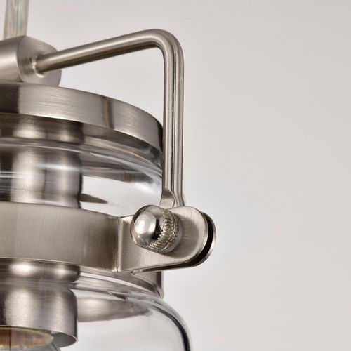 Main product image of Antebellum 1 Light Mini Pendant Fixture Brushed Nickel Finish w/ Clear Glass