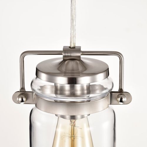 Main product image of Antebellum 1 Light Mini Pendant Fixture Brushed Nickel Finish w/ Clear Glass