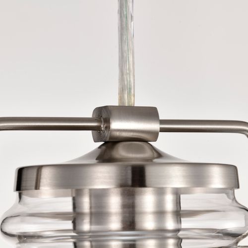 Main product image of Antebellum 1 Light Mini Pendant Fixture Brushed Nickel Finish w/ Clear Glass