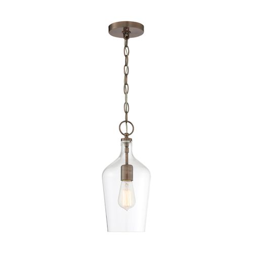 Main product image of Hartley 1 Light Pendant Fixture Antique Copper Finish w/ Clear Glass