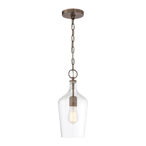 Main product image of Hartley 1 Light Pendant Fixture Antique Copper Finish w/ Clear Glass