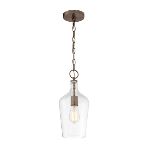Main product image of Hartley 1 Light Pendant Fixture Antique Copper Finish w/ Clear Glass