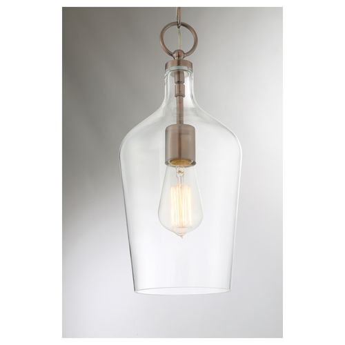 Main product image of Hartley 1 Light Pendant Fixture Antique Copper Finish w/ Clear Glass