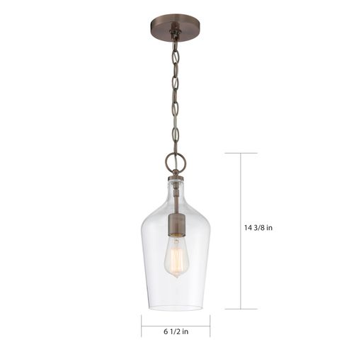 Main product image of Hartley 1 Light Pendant Fixture Antique Copper Finish w/ Clear Glass