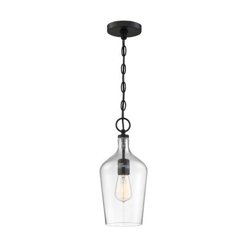 Main product image of Hartley 1 Light Pendant Fixture Matte Black Finish w/ Clear Glass