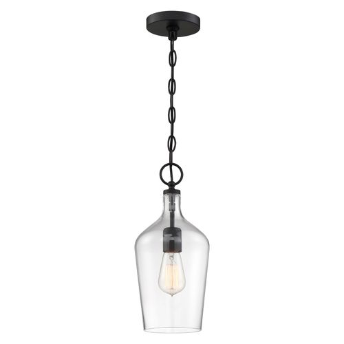 Main product image of Hartley 1 Light Pendant Fixture Matte Black Finish w/ Clear Glass