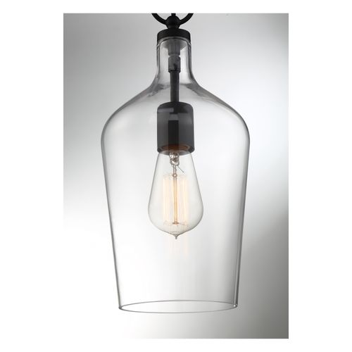 Main product image of Hartley 1 Light Pendant Fixture Matte Black Finish w/ Clear Glass