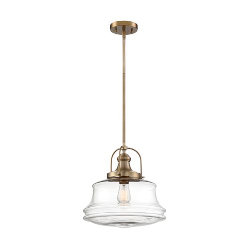 Main product image of Basel 1 Light Pendant Fixture Burnished Brass Finish w/ Clear Glass