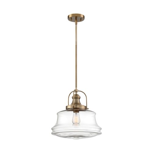 Main product image of Basel 1 Light Pendant Fixture Burnished Brass Finish w/ Clear Glass