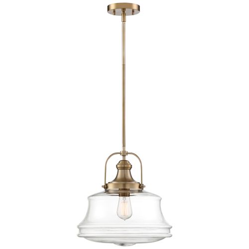 Main product image of Basel 1 Light Pendant Fixture Burnished Brass Finish w/ Clear Glass