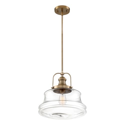 Main product image of Basel 1 Light Pendant Fixture Burnished Brass Finish w/ Clear Glass