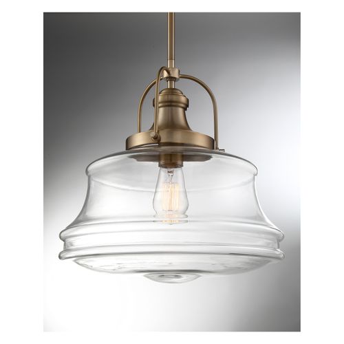 Main product image of Basel 1 Light Pendant Fixture Burnished Brass Finish w/ Clear Glass