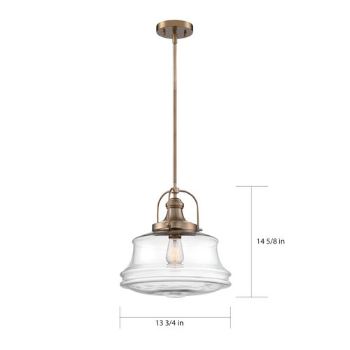 Main product image of Basel 1 Light Pendant Fixture Burnished Brass Finish w/ Clear Glass