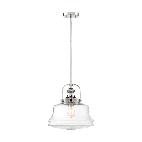 Main product image of Basel 1 Light Pendant Fixture Polished Nickel Finish w/ Clear Glass
