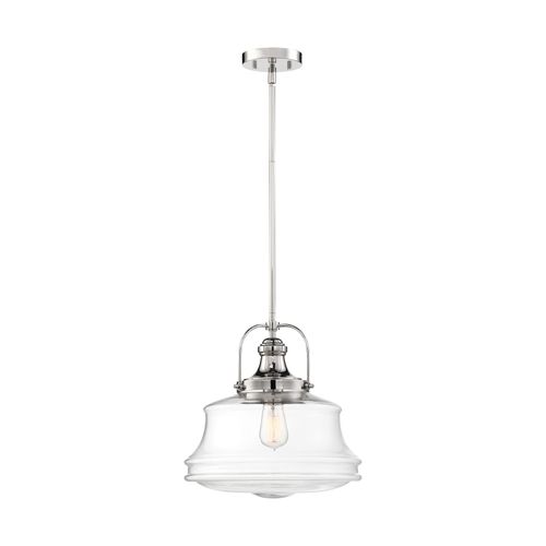 Main product image of Basel 1 Light Pendant Fixture Polished Nickel Finish w/ Clear Glass