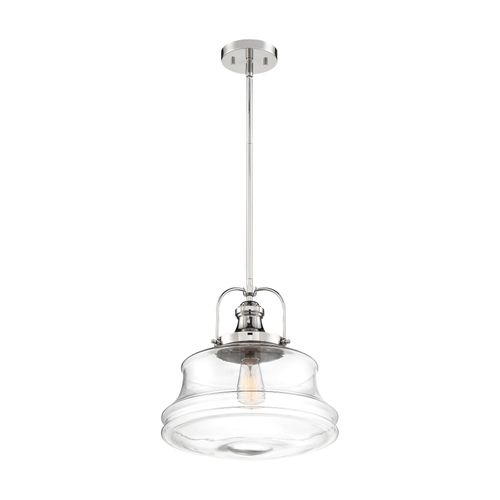 Main product image of Basel 1 Light Pendant Fixture Polished Nickel Finish w/ Clear Glass