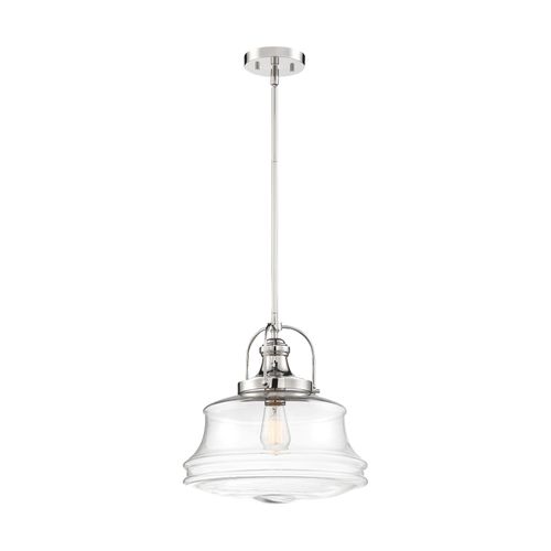 Main product image of Basel 1 Light Pendant Fixture Polished Nickel Finish w/ Clear Glass