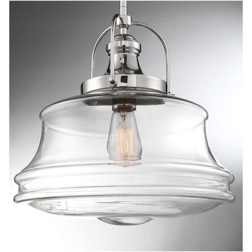 Main product image of Basel 1 Light Pendant Fixture Polished Nickel Finish w/ Clear Glass