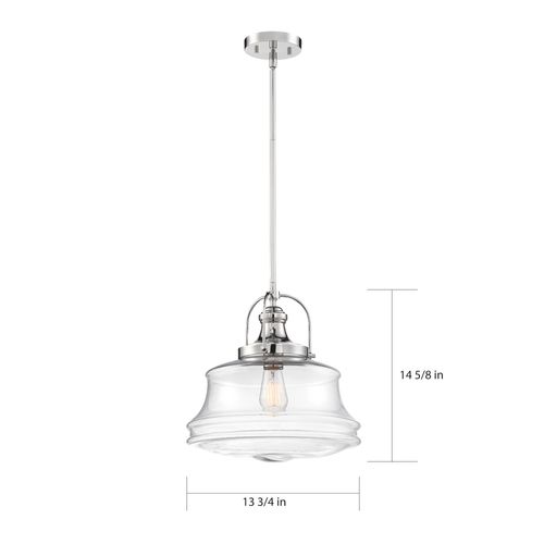 Main product image of Basel 1 Light Pendant Fixture Polished Nickel Finish w/ Clear Glass