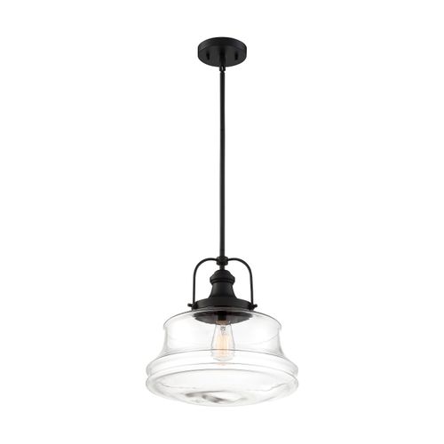 Main product image of Basel 1 Light Pendant Fixture Aged Bronze Finish w/ Clear Glass