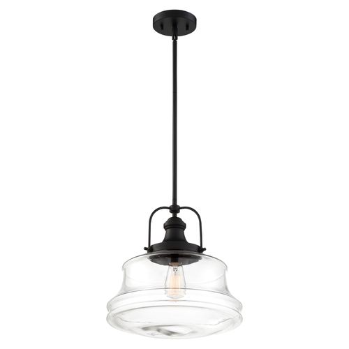 Main product image of Basel 1 Light Pendant Fixture Aged Bronze Finish w/ Clear Glass