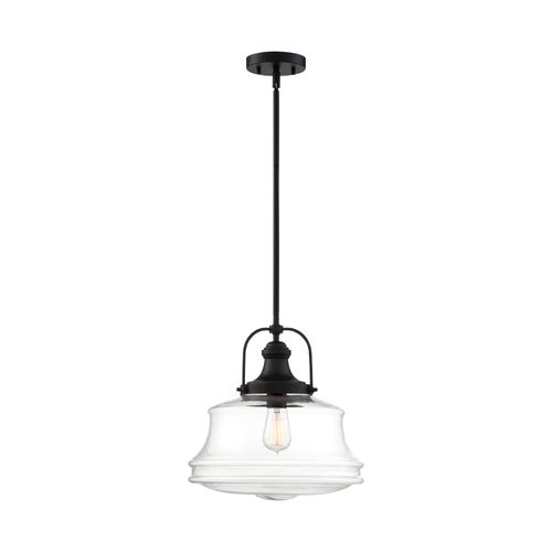 Main product image of Basel 1 Light Pendant Fixture Aged Bronze Finish w/ Clear Glass