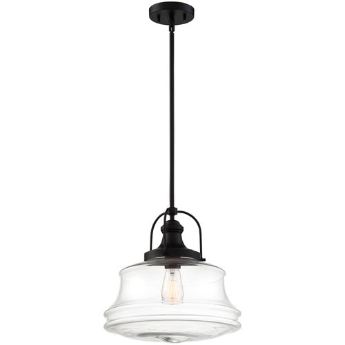 Main product image of Basel 1 Light Pendant Fixture Aged Bronze Finish w/ Clear Glass