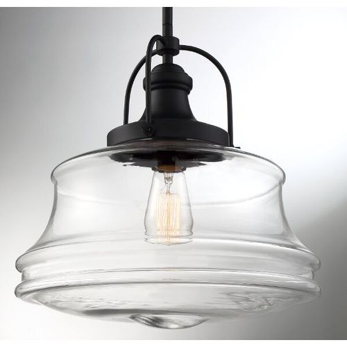 Main product image of Basel 1 Light Pendant Fixture Aged Bronze Finish w/ Clear Glass
