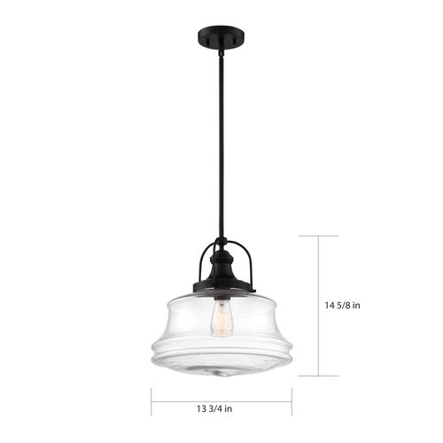 Main product image of Basel 1 Light Pendant Fixture Aged Bronze Finish w/ Clear Glass