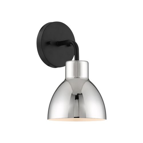 Main product image of Sloan 1 Light Vanity Matte Black Finish w/ Polished Nickel Shade