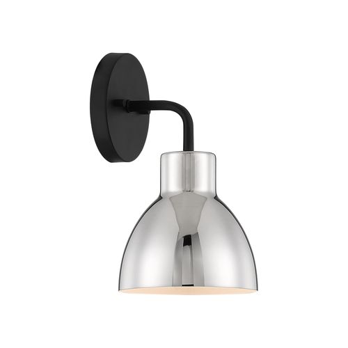Main product image of Sloan 1 Light Vanity Matte Black Finish w/ Polished Nickel Shade