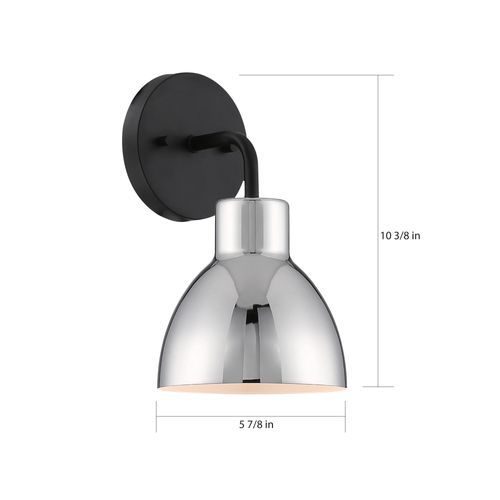 Main product image of Sloan 1 Light Vanity Matte Black Finish w/ Polished Nickel Shade