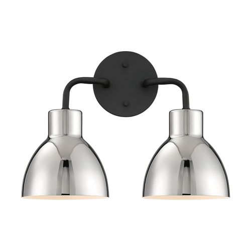 Main product image of Sloan 2 Light Vanity Matte Black Finish w/ Polished Nickel Shade