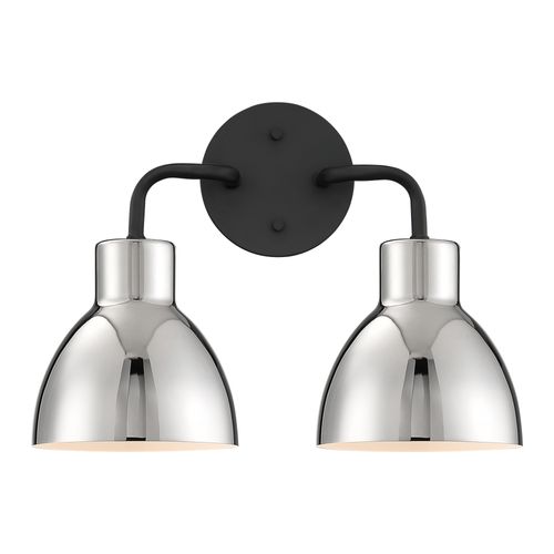 Main product image of Sloan 2 Light Vanity Matte Black Finish w/ Polished Nickel Shade