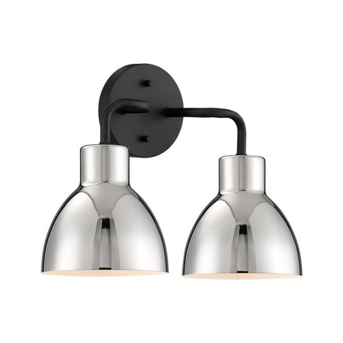Main product image of Sloan 2 Light Vanity Matte Black Finish w/ Polished Nickel Shade