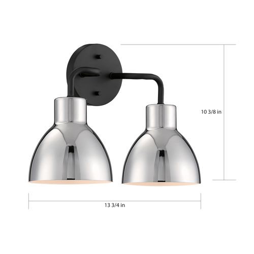 Main product image of Sloan 2 Light Vanity Matte Black Finish w/ Polished Nickel Shade