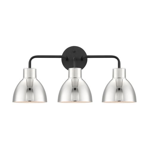Main product image of Sloan 3 Light Vanity Matte Black Finish w/ Polished Nickel Shade